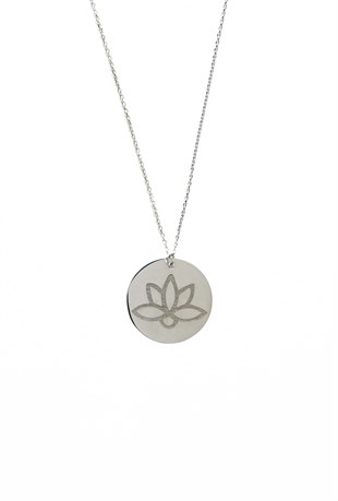 Lotus Çiçeği Kolye (İçi Dolu) Silver